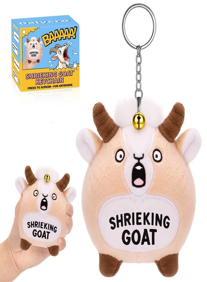 Dalycro Shrieking Goat Keychain Funny Plush Keychain with Goat Sound Cute Backpack Charm for Men Women Gag Gift (Khaki) - Image 1